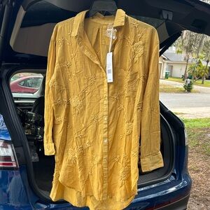 Karyn Seo Embroidered Mustard Blouse